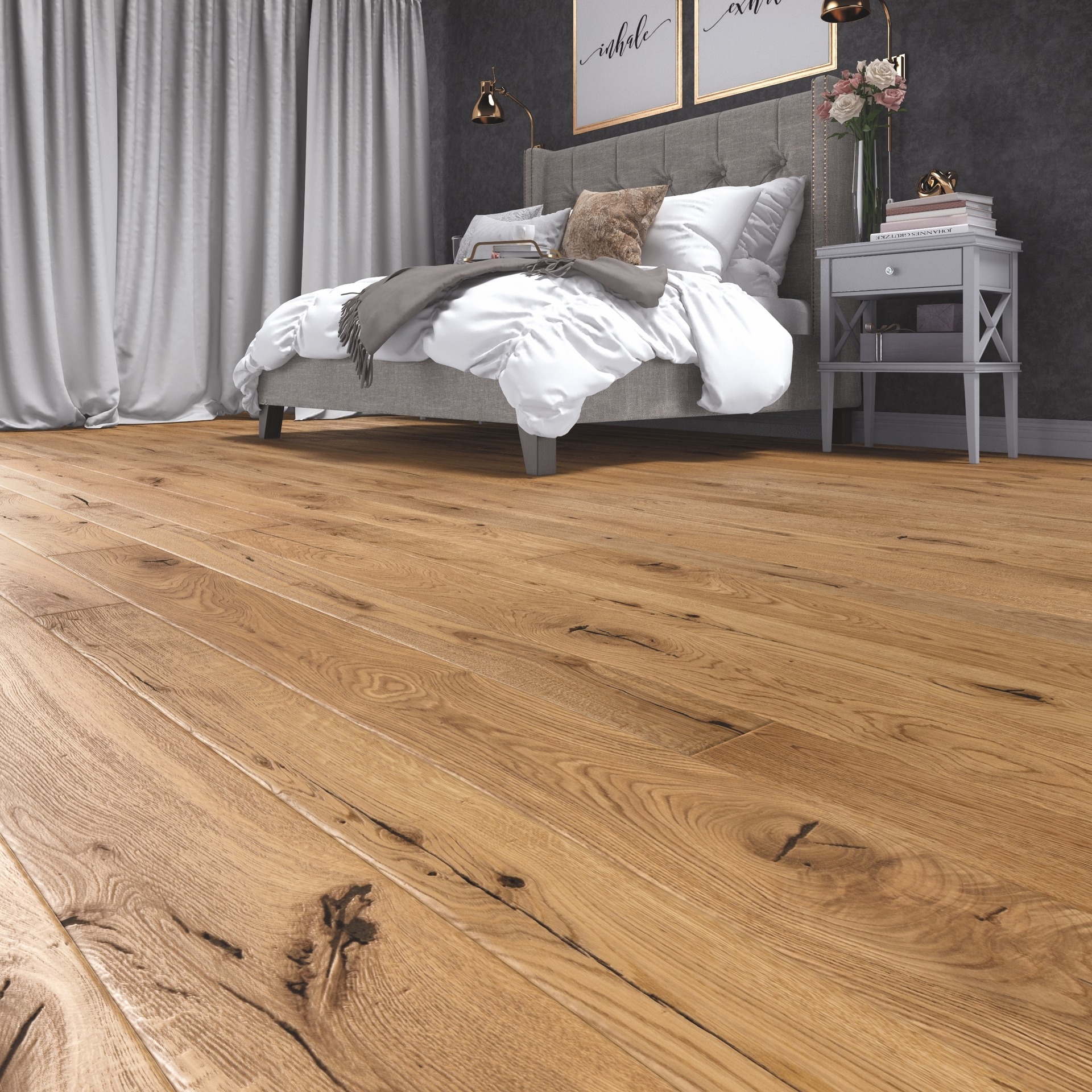 "Unfinished Story" oak parquet hardwood flooring from Baltic Wood's "Timeless Collection"