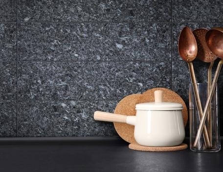 Lundhs Blue® tile used in kitchen backsplash – photo courtesy of  Morten Rakke for Lundhs