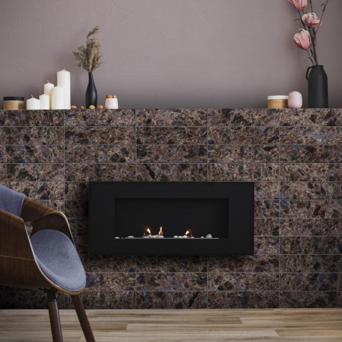 LUNDHS® – Antique® tile used for fireplace  –  photo courtesy of Morten Rakke for LUNDHS®